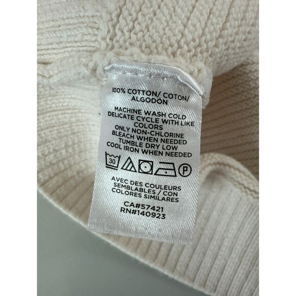 LOFT Women's Off White V-Neck 100% Cotton Sweater Size M Medium - Picture 4 of 9